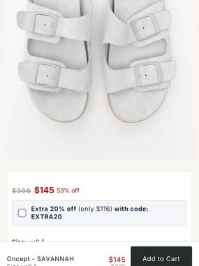 Oncept SAVANNAH Women's Double-Buckle Sandals in Light Gray 7.5/8